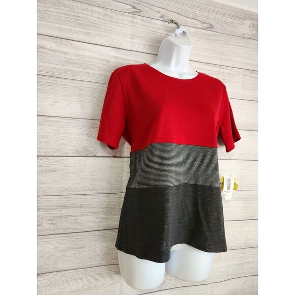 Eccobay vintage small nwt red gray short sleeve sweater - Picture 4 of 6
